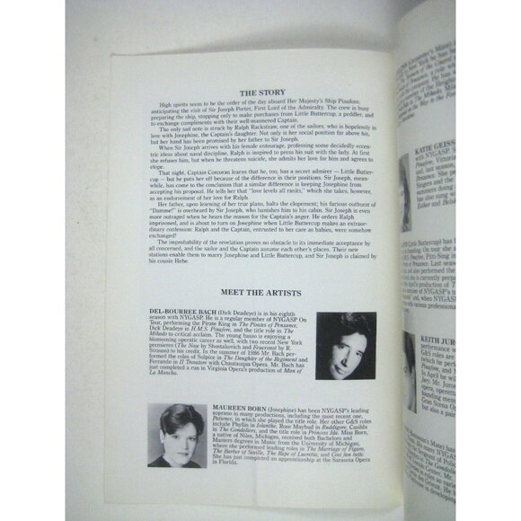 HMS Pinafore Program 1987 Greensboro Opera North Carolina Musical Bergeret - Picture 5 of 6